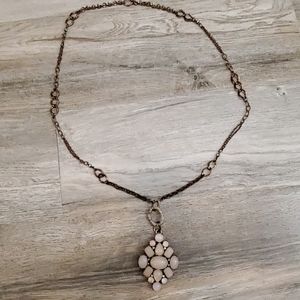 Bronze smokey pink stone necklace